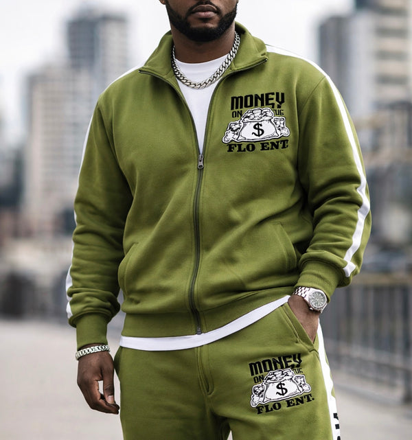 MOTF Olive Green Zip Tracksuit set